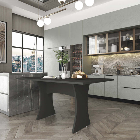Manhattan Comfort Coney Mid-Century Modern 53" Dining Table in Charcoal Gray