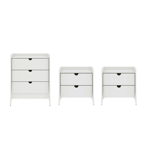 Manhattan Comfort Coney Mid-Century Modern 3-Piece Dresser Set in White