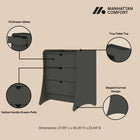 Manhattan Comfort Coney Mid-Century Modern 3-Piece Dresser Set in Charcoal Gray
