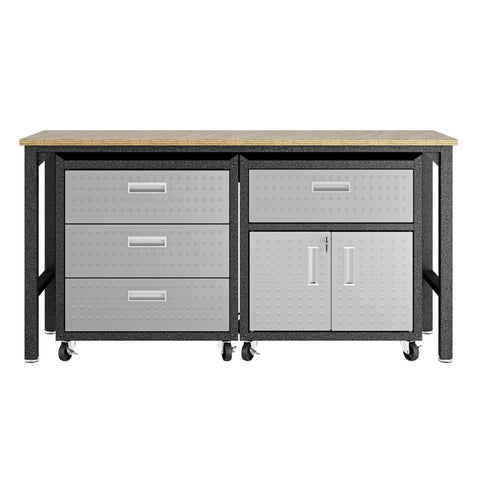 Manhattan Comfort Fortress Modern 3-Piece Garage Set in Dark Gray