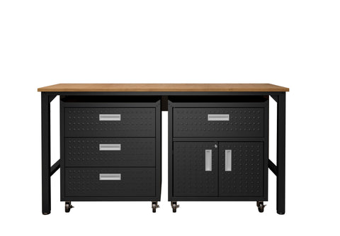 Manhattan Comfort Fortress Modern 3-Piece Garage Set in Charcoal Gray