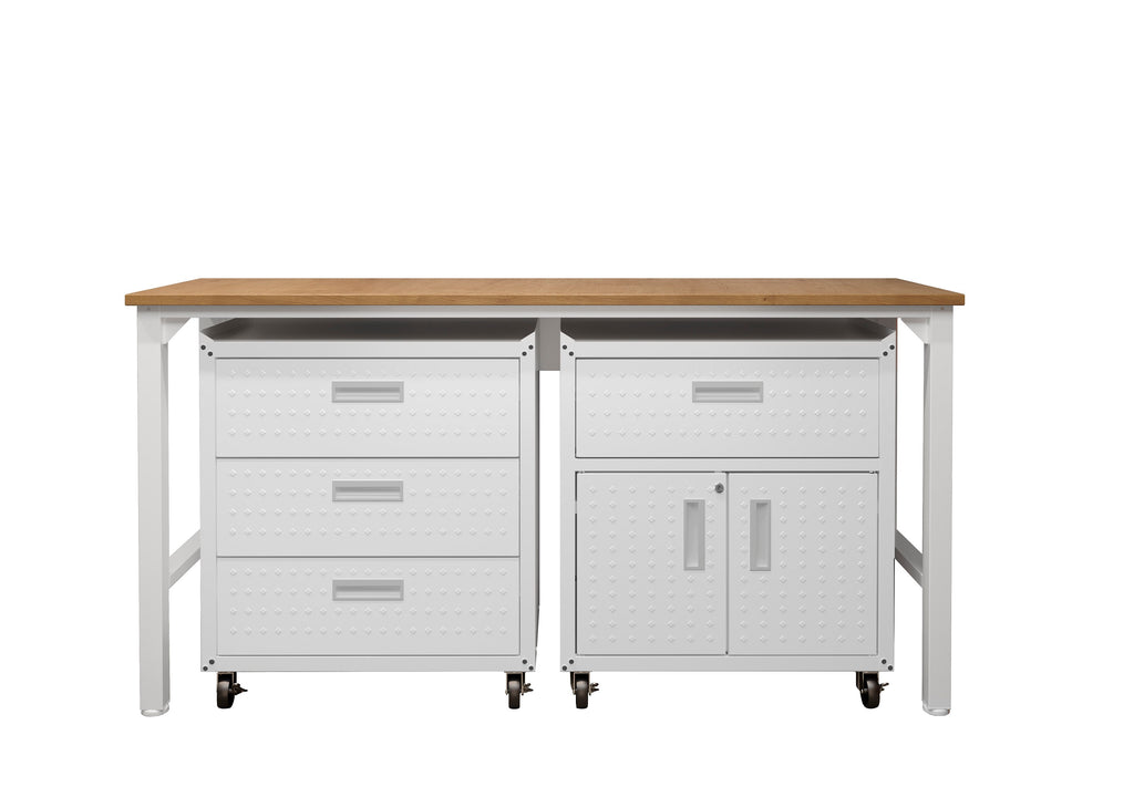 Manhattan Comfort Fortress Modern 3-Piece Garage Set in White