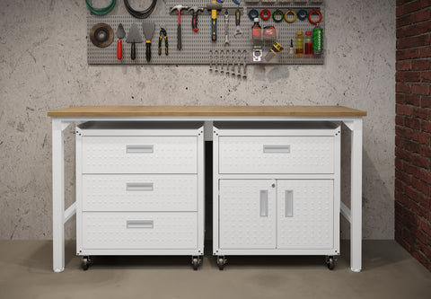 Manhattan Comfort Fortress Modern 3-Piece Garage Set in White