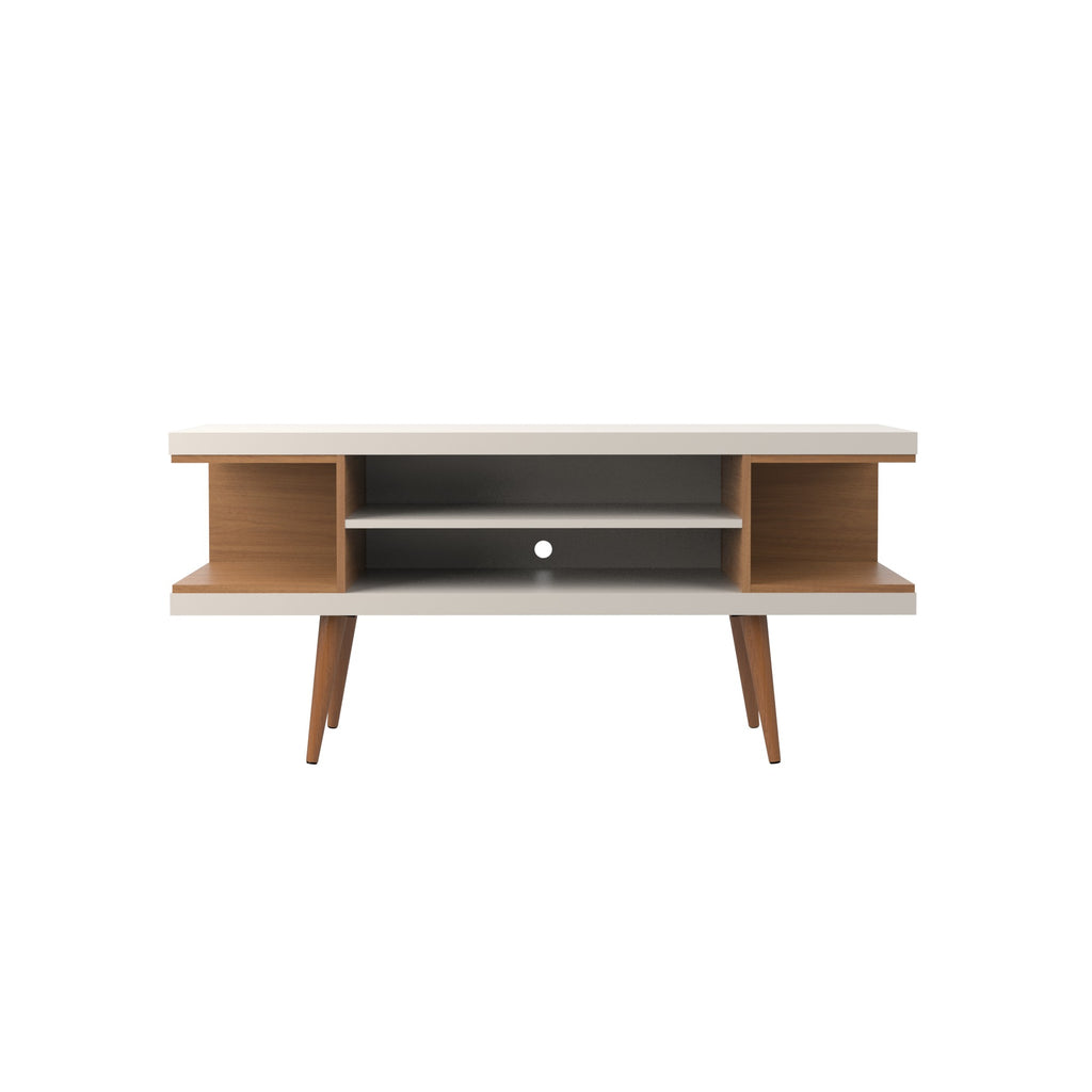 Manhattan Comfort Utopia Contemporary Modern 53" TV Stand in Off White and Maple Cream