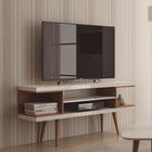 Manhattan Comfort Utopia Contemporary Modern 53" TV Stand in Maple Cream and White