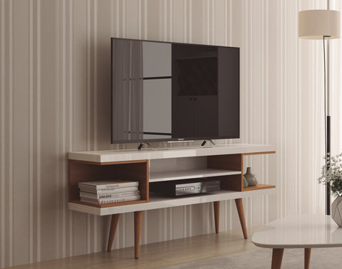 Manhattan Comfort Utopia Contemporary Modern 53" TV Stand in Maple Cream and White