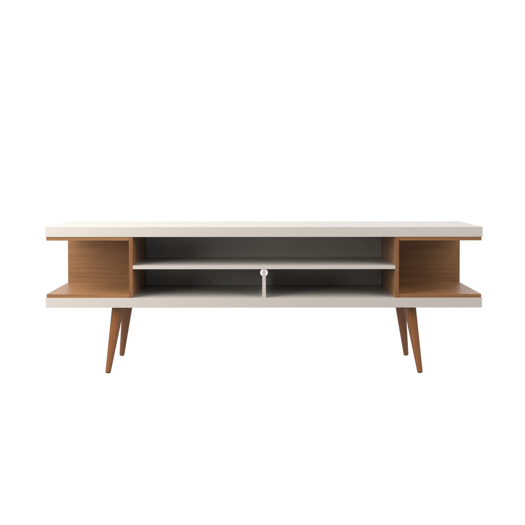 Manhattan Comfort Utopia Contemporary Modern 70" TV Stand in Off White and Maple Cream