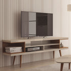 Manhattan Comfort Utopia Contemporary Modern 70" TV Stand in Off White and Maple Cream