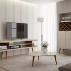 Manhattan Comfort Utopia Contemporary Modern 70" TV Stand in Off White and Maple Cream
