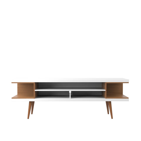 Manhattan Comfort Utopia Contemporary Modern 70" TV Stand in Maple Cream and White