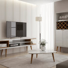 Manhattan Comfort Utopia Contemporary Modern 70" TV Stand in Maple Cream and White
