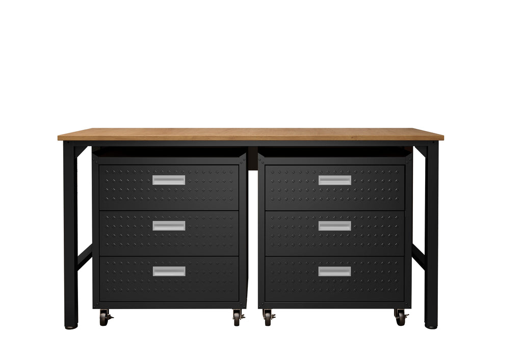 Manhattan Comfort Fortress Modern 3-Piece Garage Set in Charcoal Gray