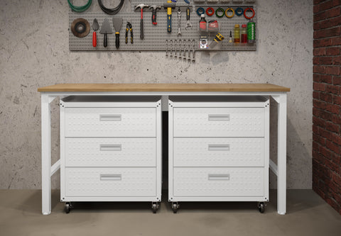 Manhattan Comfort Fortress Modern 3-Piece Garage Set in White