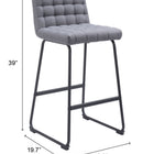 Zuo Pago Barstool (Set of 2) Gray