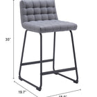 Zuo Pago Counter Stool (Set of 2) Gray