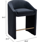Zuo Emas Counter Stool Midnight Gray