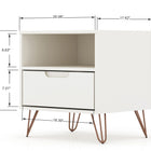 Manhattan Comfort Rockefeller Mid-Century Modern 20" Nightstand in White (1-Drawer) - Set of 2