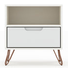 Manhattan Comfort Rockefeller Mid-Century Modern 20" Nightstand in White (1-Drawer) - Set of 2
