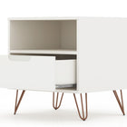 Manhattan Comfort Rockefeller Mid-Century Modern 20" Nightstand in White (1-Drawer) - Set of 2