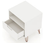 Manhattan Comfort Rockefeller Mid-Century Modern 20" Nightstand in White (1-Drawer) - Set of 2