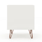 Manhattan Comfort Rockefeller Mid-Century Modern 20" Nightstand in White (1-Drawer) - Set of 2