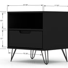 Manhattan Comfort Rockefeller Mid-Century Modern 20" Nightstand in Black (1-Drawer) - Set of 2