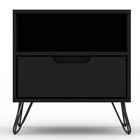 Manhattan Comfort Rockefeller Mid-Century Modern 20" Nightstand in Black (1-Drawer) - Set of 2