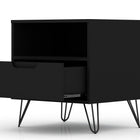 Manhattan Comfort Rockefeller Mid-Century Modern 20" Nightstand in Black (1-Drawer) - Set of 2