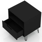 Manhattan Comfort Rockefeller Mid-Century Modern 20" Nightstand in Black (1-Drawer) - Set of 2