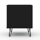 Manhattan Comfort Rockefeller Mid-Century Modern 20" Nightstand in Black (1-Drawer) - Set of 2