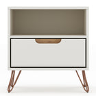 Manhattan Comfort Rockefeller Mid-Century Modern 20" Nightstand in Off White (1-Drawer) - Set of 2 - 2-101GMC3