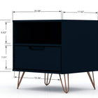 Manhattan Comfort Rockefeller Mid-Century Modern 20" Nightstand in Midnight Blue (1-Drawer) - Set of 2
