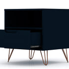 Manhattan Comfort Rockefeller Mid-Century Modern 20" Nightstand in Midnight Blue (1-Drawer) - Set of 2