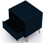 Manhattan Comfort Rockefeller Mid-Century Modern 20" Nightstand in Midnight Blue (1-Drawer) - Set of 2