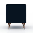 Manhattan Comfort Rockefeller Mid-Century Modern 20" Nightstand in Midnight Blue (1-Drawer) - Set of 2