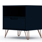 Manhattan Comfort Rockefeller Mid-Century Modern 20" Nightstand in Midnight Blue (1-Drawer) - Set of 2