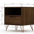 Manhattan Comfort Rockefeller Mid-Century Modern 20" Nightstand in Chestnut Brown (1-Drawer) - Set of 2