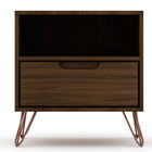Manhattan Comfort Rockefeller Mid-Century Modern 20" Nightstand in Chestnut Brown (1-Drawer) - Set of 2