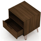 Manhattan Comfort Rockefeller Mid-Century Modern 20" Nightstand in Chestnut Brown (1-Drawer) - Set of 2