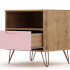 Manhattan Comfort Rockefeller Mid-Century Modern 20" Nightstand in Pink (1-Drawer) - Set of 2