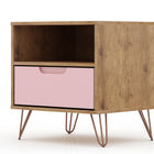 Manhattan Comfort Rockefeller Mid-Century Modern 20" Nightstand in Pink (1-Drawer) - Set of 2