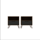Manhattan Comfort Rockefeller Mid-Century Modern 20" Nightstand in Gray (1-Drawer) - Set of 2