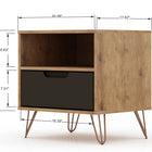 Manhattan Comfort Rockefeller Mid-Century Modern 20" Nightstand in Gray (1-Drawer) - Set of 2