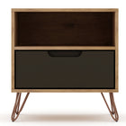 Manhattan Comfort Rockefeller Mid-Century Modern 20" Nightstand in Gray (1-Drawer) - Set of 2