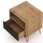 Manhattan Comfort Rockefeller Mid-Century Modern 20" Nightstand in Gray (1-Drawer) - Set of 2