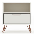 Manhattan Comfort Rockefeller Mid-Century Modern 20" Nightstand in Off White (1-Drawer) - Set of 2 - 2-101GMC8