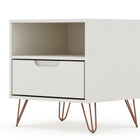 Manhattan Comfort Rockefeller Mid-Century Modern 20" Nightstand in Off White (1-Drawer) - Set of 2 - 2-101GMC8