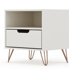 Manhattan Comfort Rockefeller Mid-Century Modern 20" Nightstand in Off White (1-Drawer) - Set of 2 - 2-101GMC8
