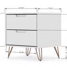 Manhattan Comfort Rockefeller Mid-Century Modern 20" Nightstand in White (2-Drawer) - Set of 2