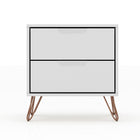 Manhattan Comfort Rockefeller Mid-Century Modern 20" Nightstand in White (2-Drawer) - Set of 2